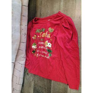 Youth Dear Santa I‎ want red 4T long-sleeve Xmas shirt